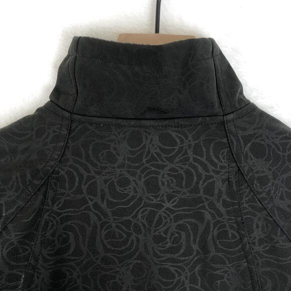 DOUBLE DIAMOND Jacket Women's Sz S Black Floral SOFT Fleece Lined Full Zip Mock - Picture 10 of 16